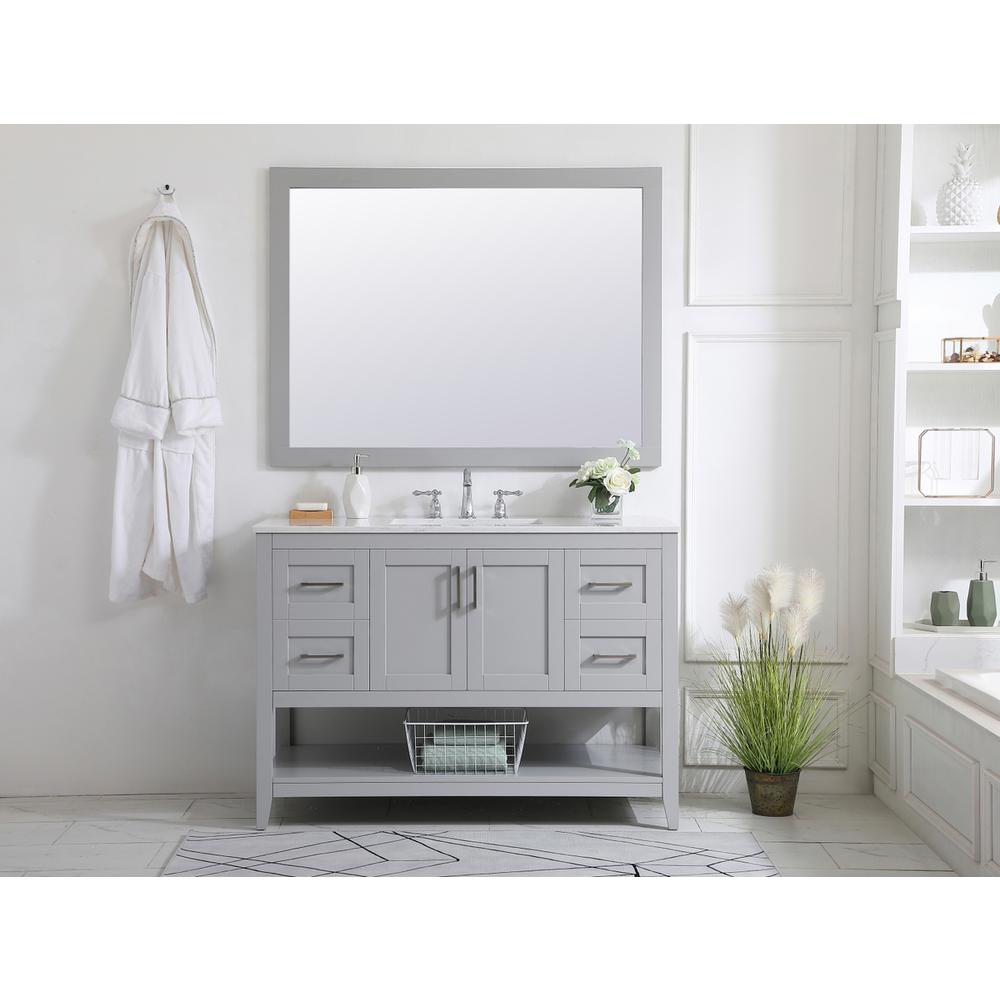 Aqua rectangle vanity mirror 48 inch in Grey. Picture 3