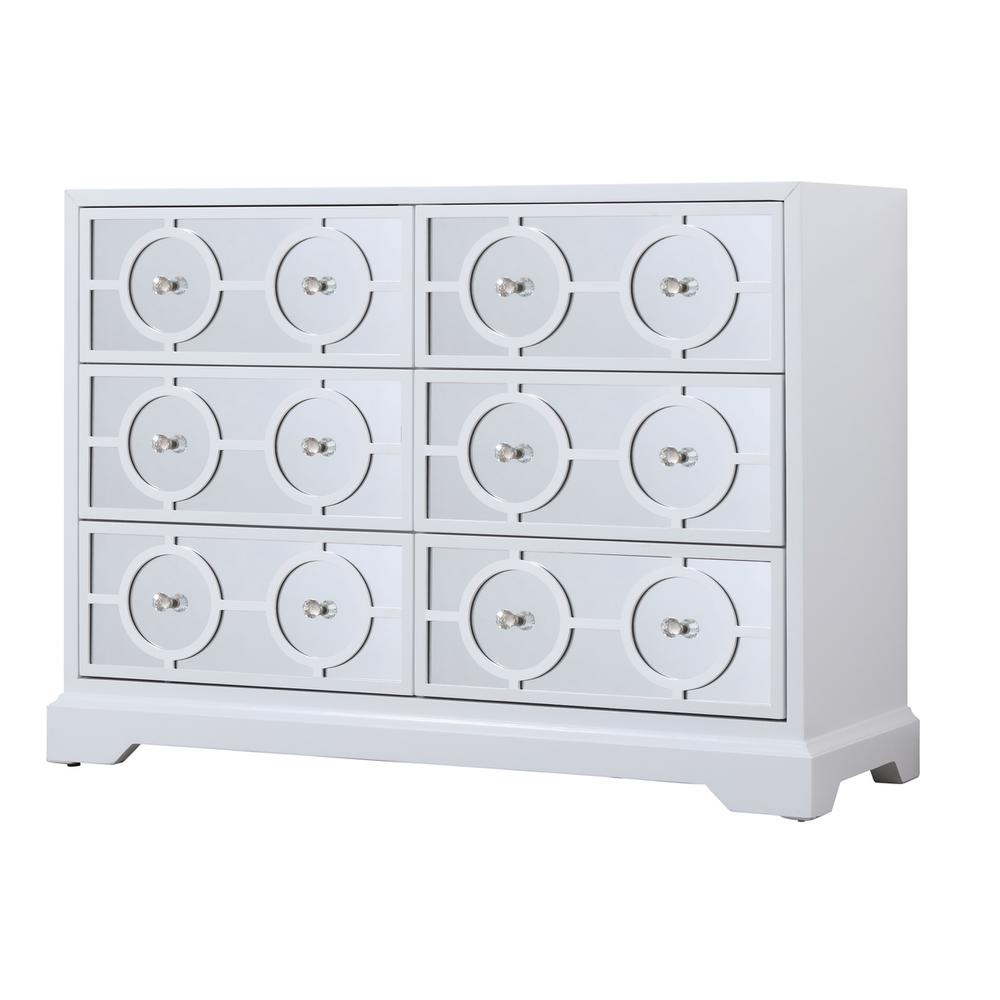 48 in. mirrored six drawer cabinet in white. Picture 4