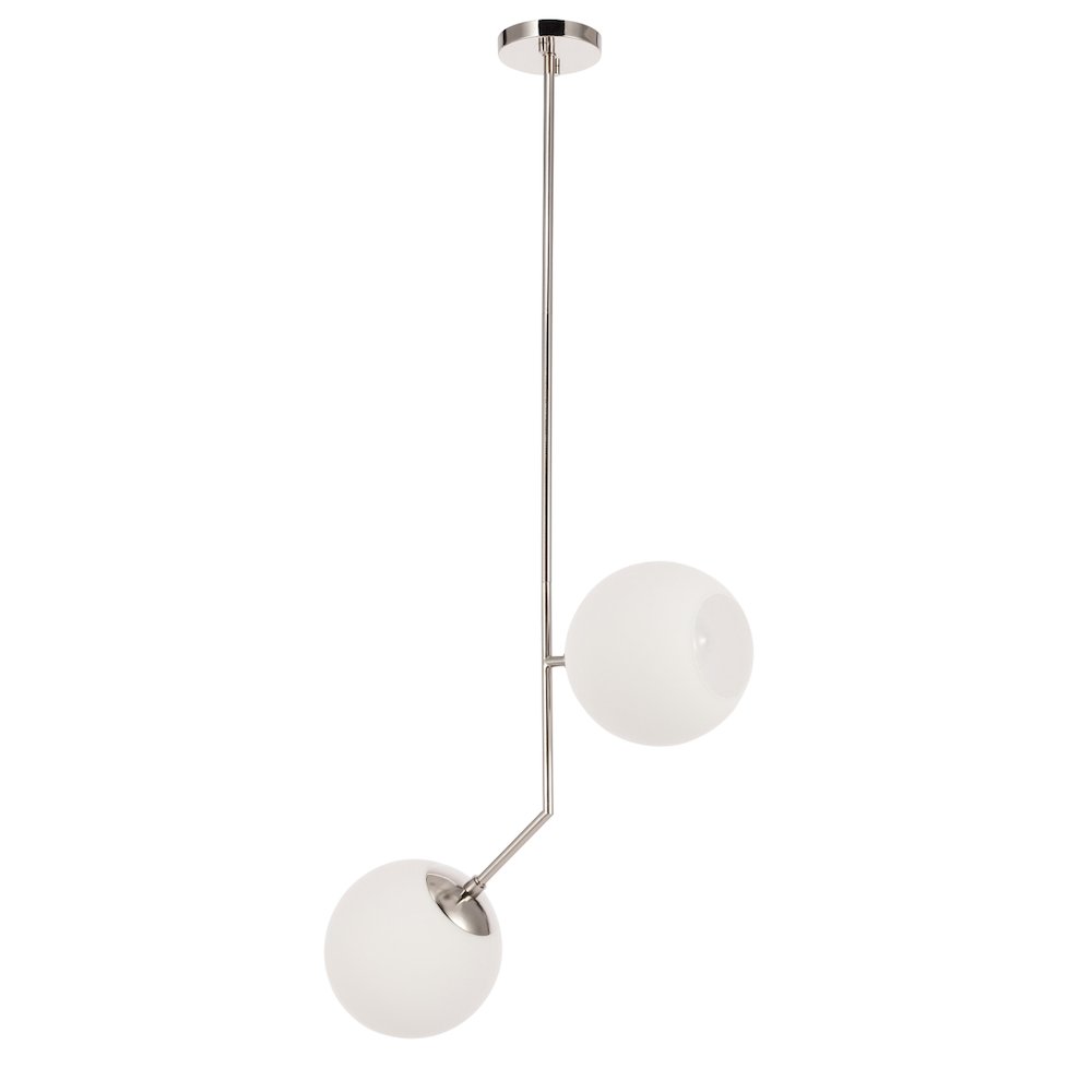 Ryland 2 Light Chrome And Frosted White Glass Pendant. Picture 7