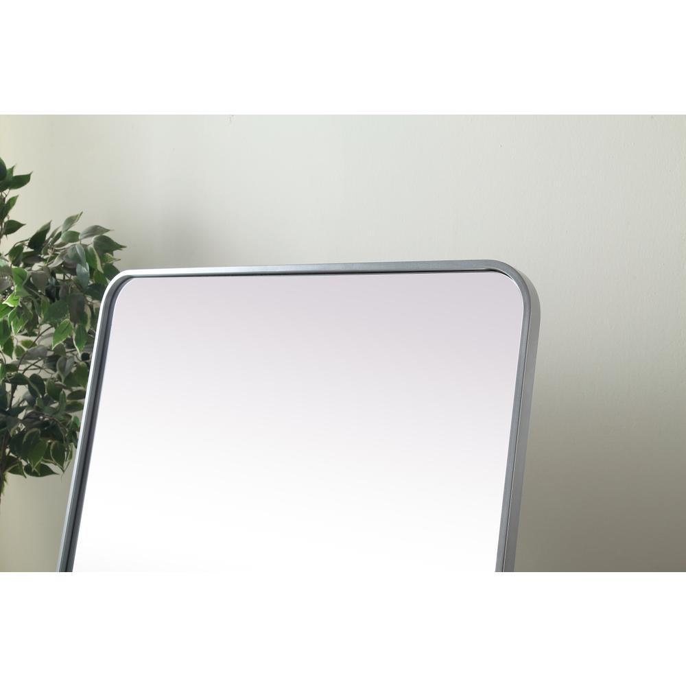 Soft Corner Metal Rectangle Full Length Mirror 30x60 Inch in Silver. Picture 3