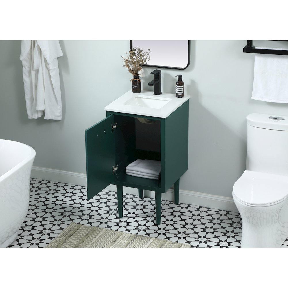 18 Inch Single Bathroom Vanity In Green. Picture 4