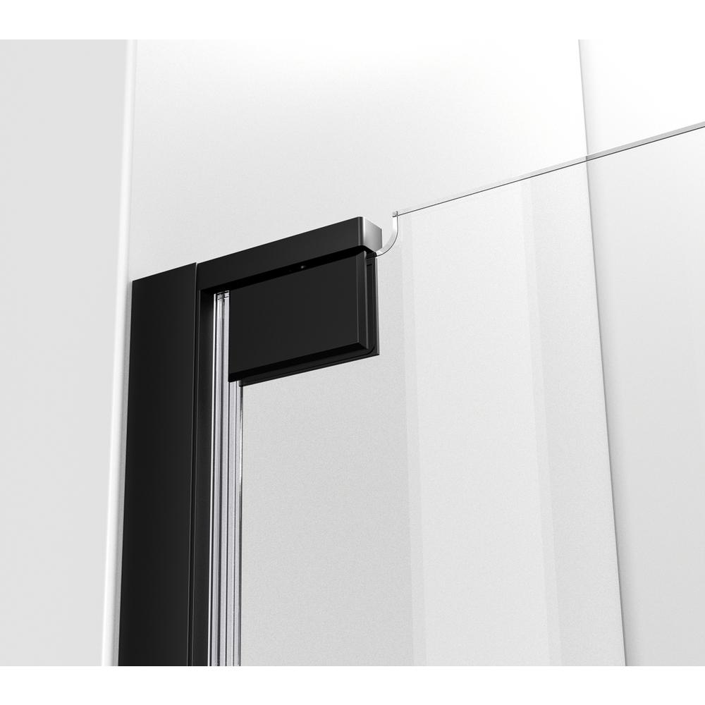 Semi-frameless hinged shower door 48 x 72 Matte Black. Picture 7