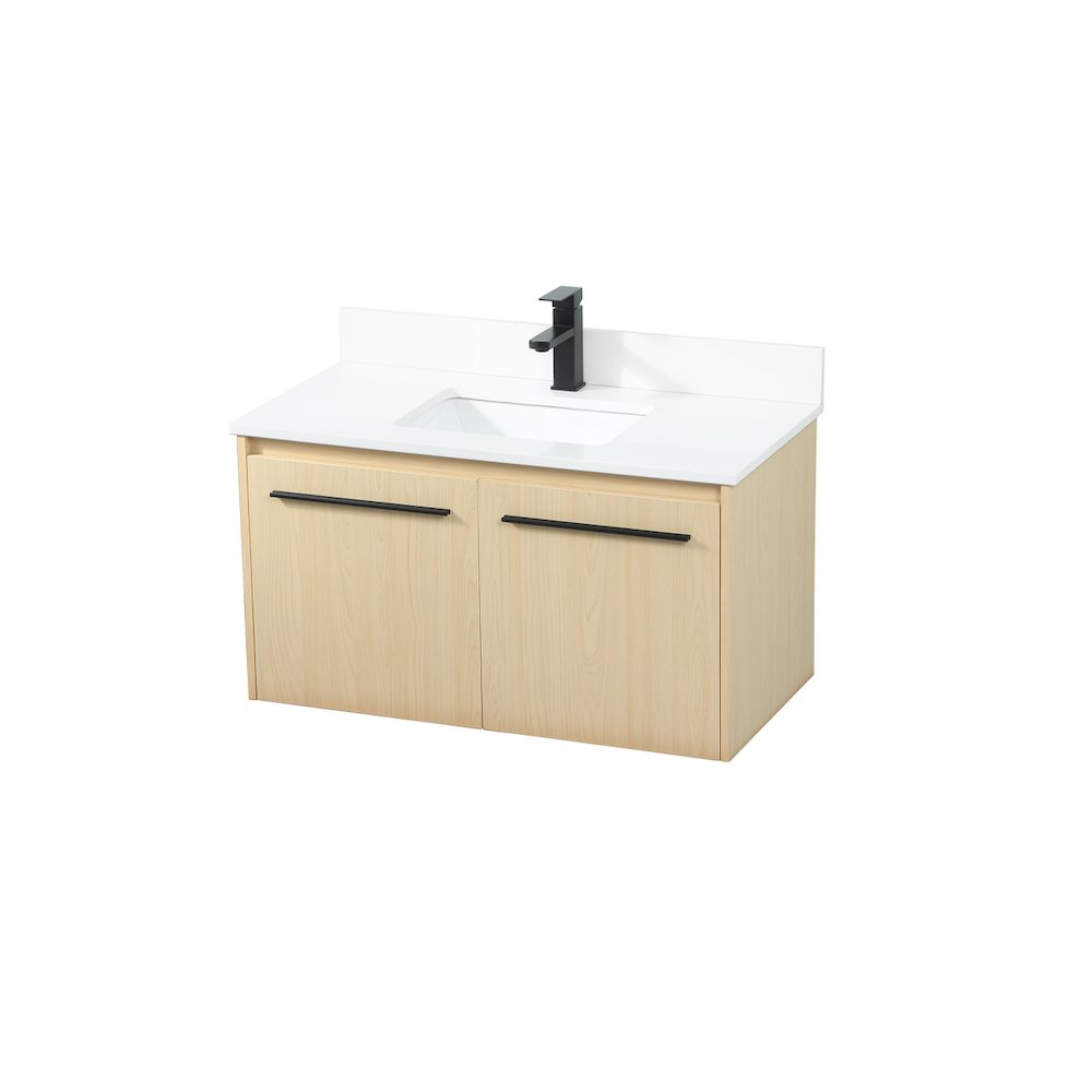 36 Inch Single Bathroom Vanity In Maple With Backsplash. Picture 9