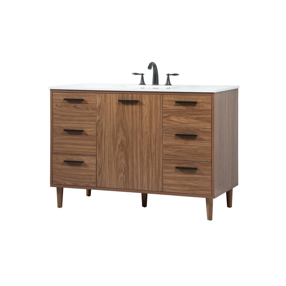 48 inch Single bathroom vanity in walnut brown. Picture 7