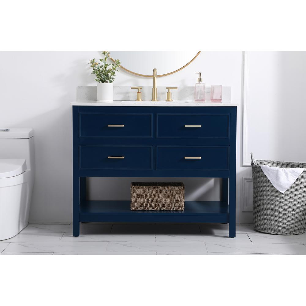 42 inch Single bathroom vanity in blue with backsplash. Picture 14