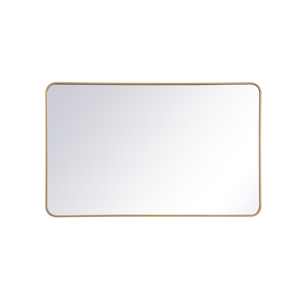 Soft corner metal rectangular mirror 30x48 inch in Brass. Picture 1