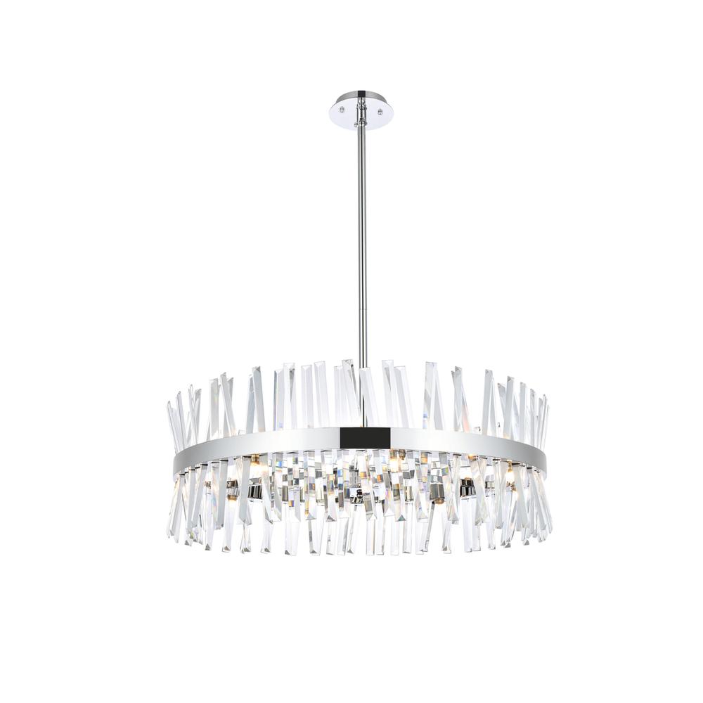 Serephina 32 inch crystal round chandelier light in chrome. Picture 1