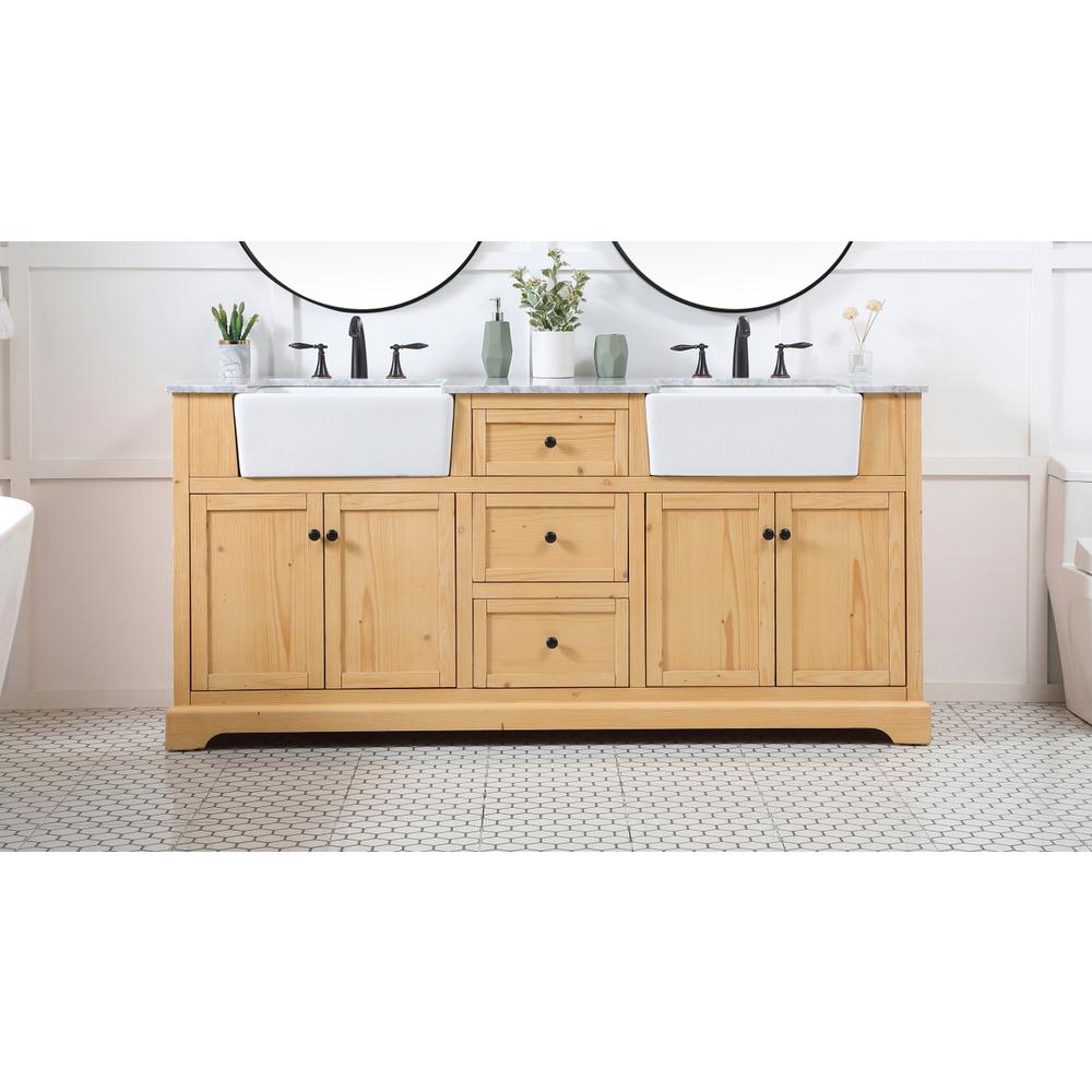 72 inch double bathroom vanity in natural wood. Picture 14