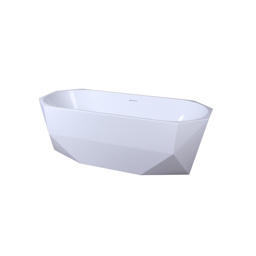 67 inch soaking diamond style bathtub in glossy white. Picture 7