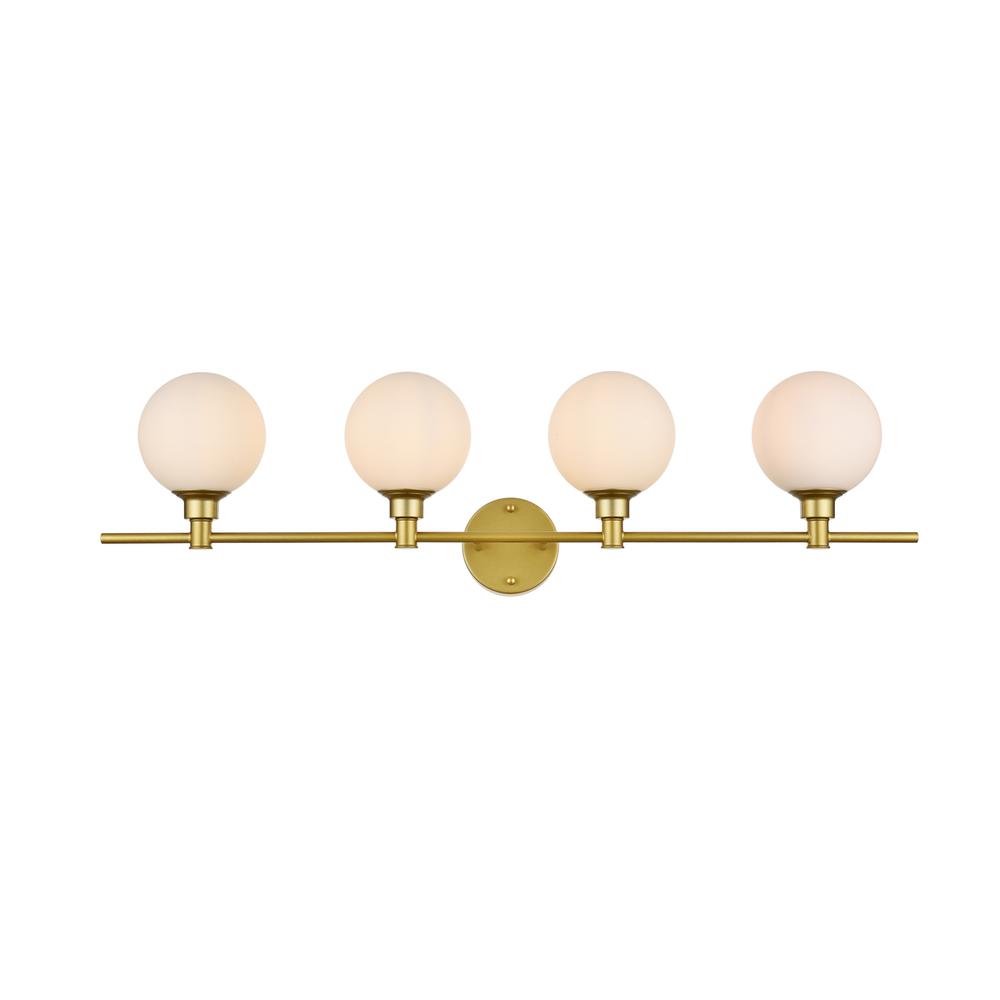 Cordelia 4 light Brass and frosted white Bath Sconce. Picture 1