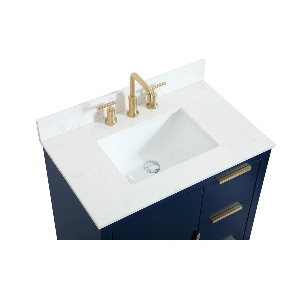 30 inch Single bathroom vanity in blue with backsplash. Picture 10