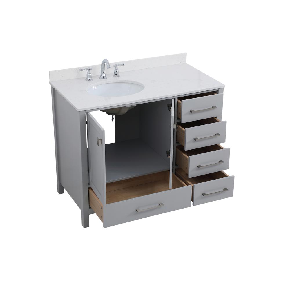 42 inch Single Bathroom Vanity in Gray with Backsplash. Picture 9