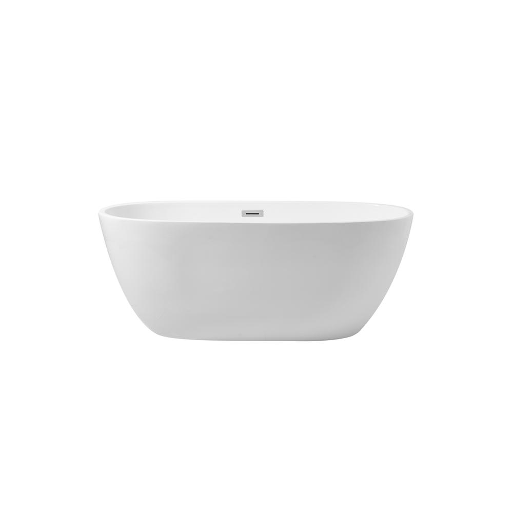59 inch soaking roll top bathtub in glossy white. Picture 1