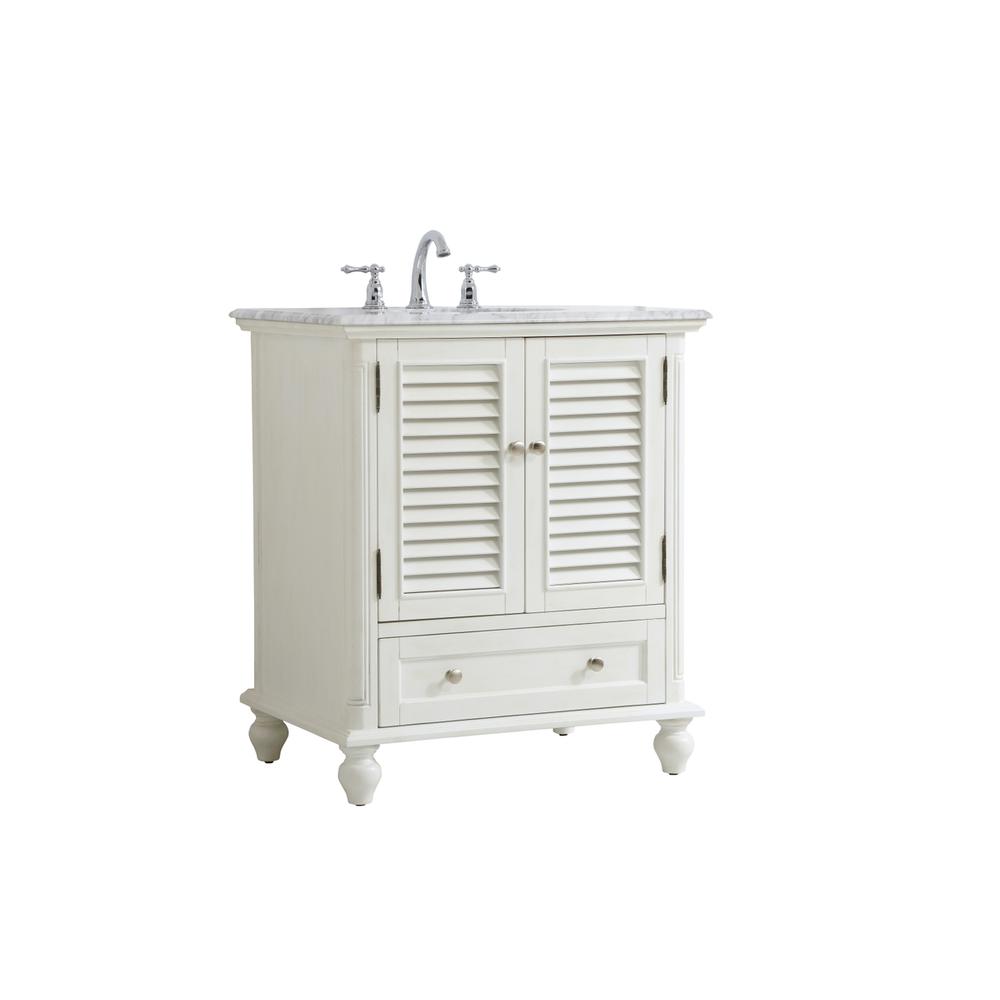 30 inch Single Bathroom Vanity in Antique White. Picture 6