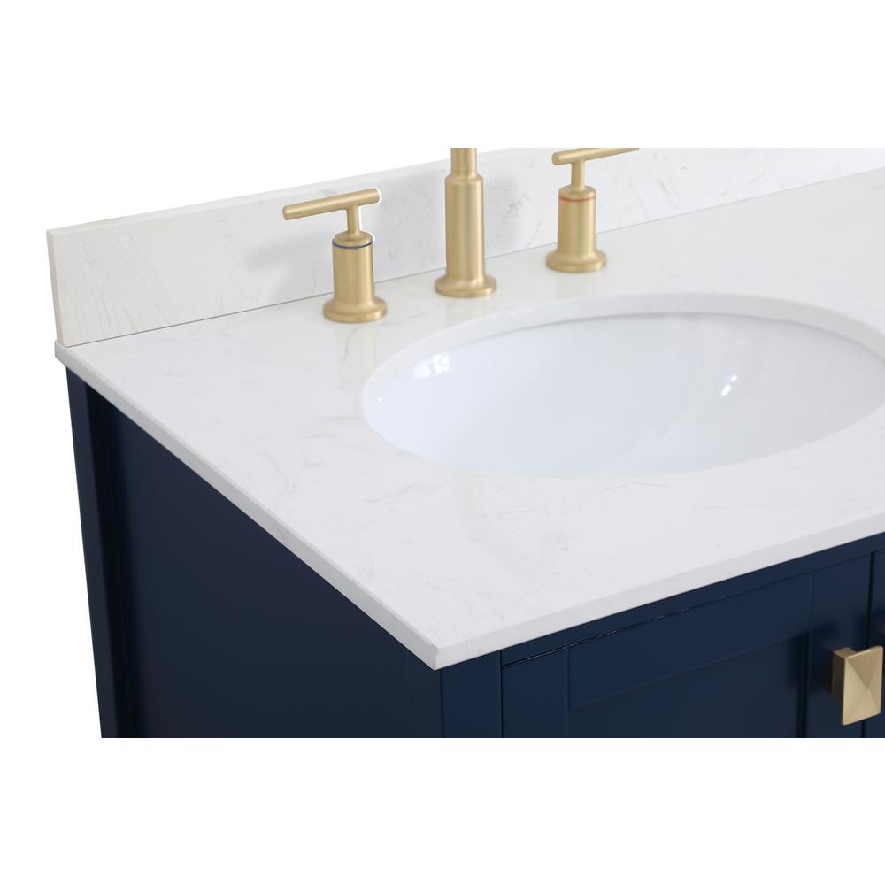 36 inch Single Bathroom Vanity in Blue with Backsplash. Picture 12