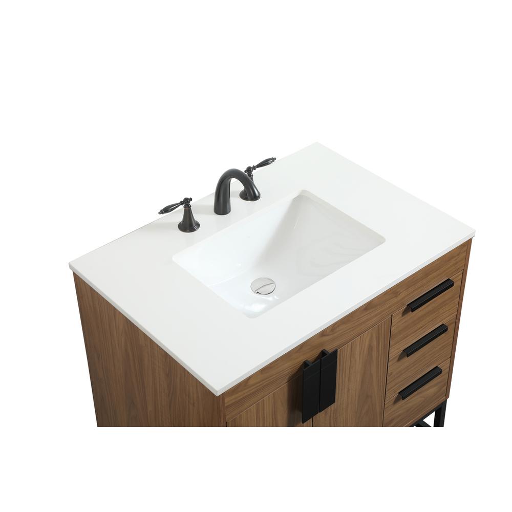 32 inch Single bathroom vanity in walnut brown. Picture 10