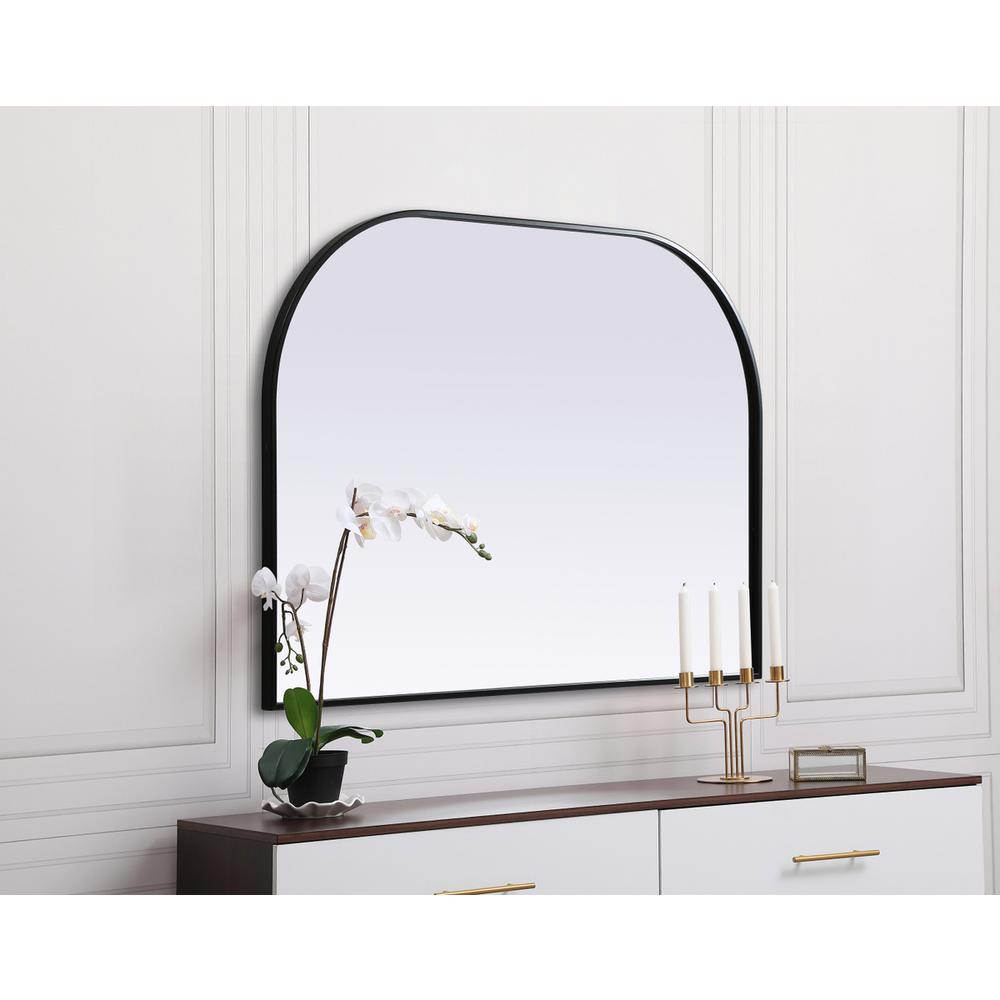 Metal Frame Arch Mirror 42x30 Inch in Black. Picture 4