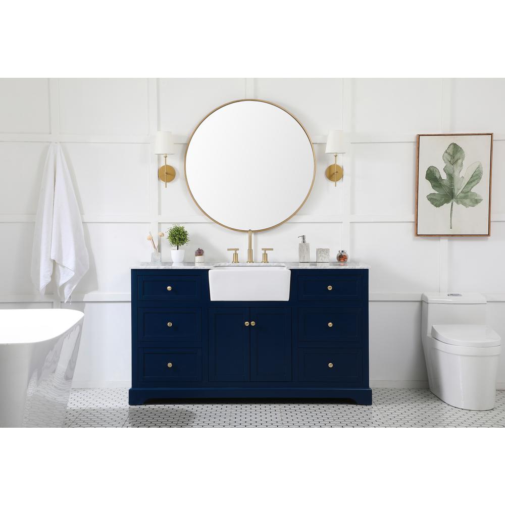 60 inch Single bathroom vanity in blue. Picture 4
