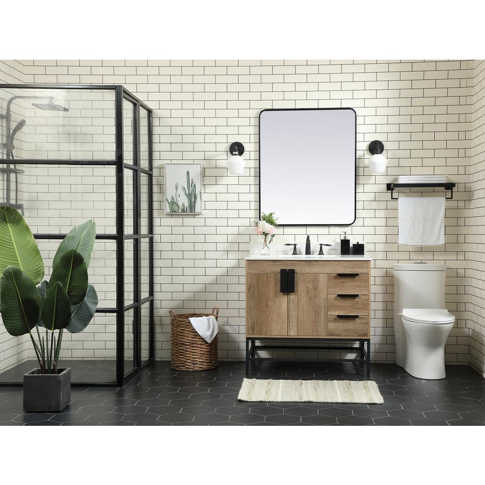 36 inch Single bathroom vanity in natural oak with backsplash. Picture 4