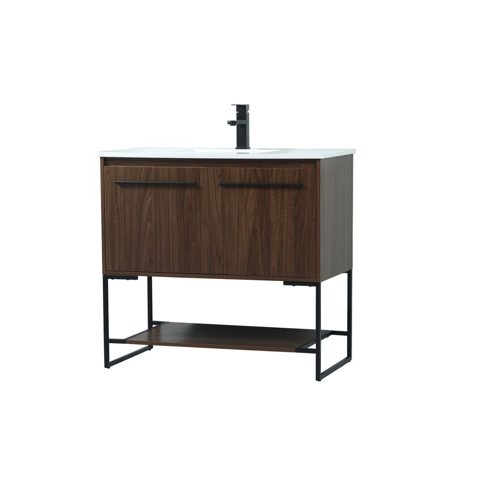 36 inch Single bathroom vanity in walnut. Picture 7