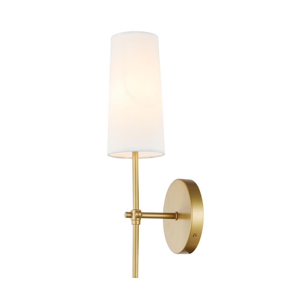 Mel 1 light Brass and White shade wall sconce. Picture 8