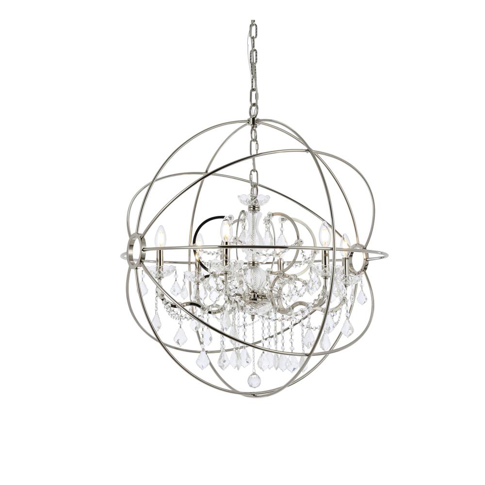 Geneva 6 light polished nickel Chandelier Clear Royal Cut crystal. Picture 2