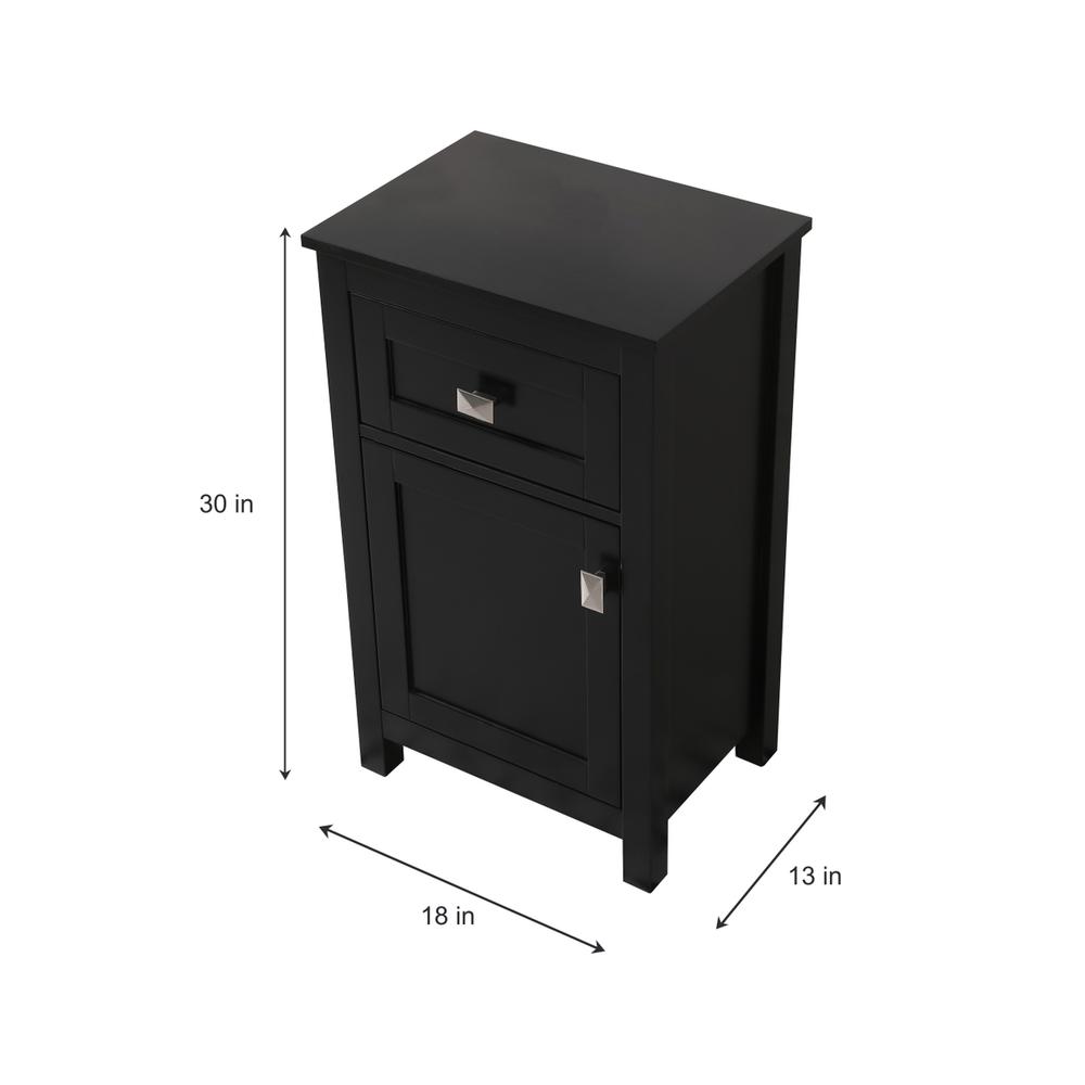 18 Inch Wide Bathroom Storage Freedstanding Cabinet In Black. Picture 7