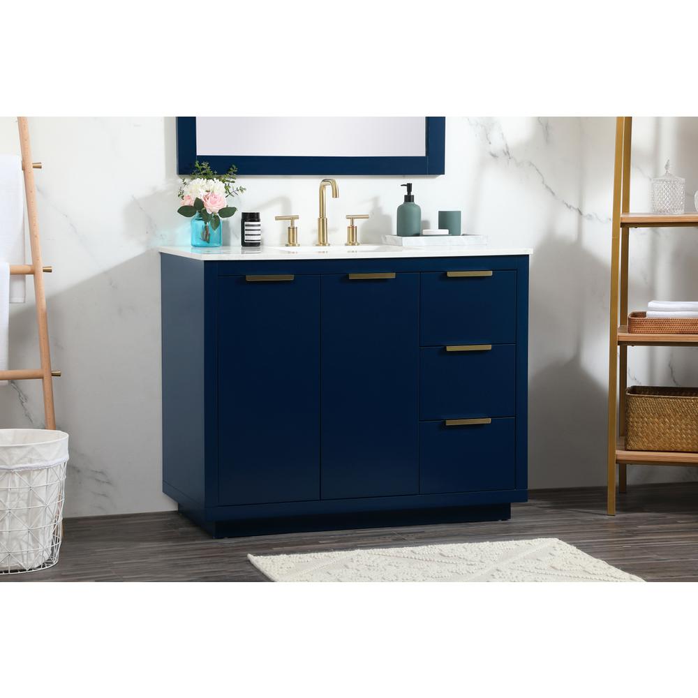 42 inch Single bathroom vanity in blue. Picture 2