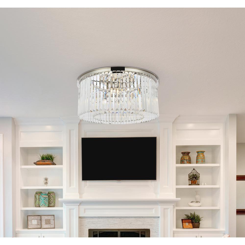 Sydney 8 light polished nickel Flush Mount Clear Royal Cut Crystal. Picture 8