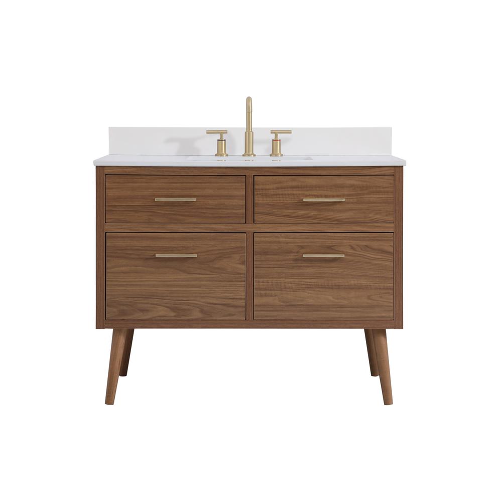 42 inch bathroom Vanity in Walnut Brown with Backsplash. Picture 1