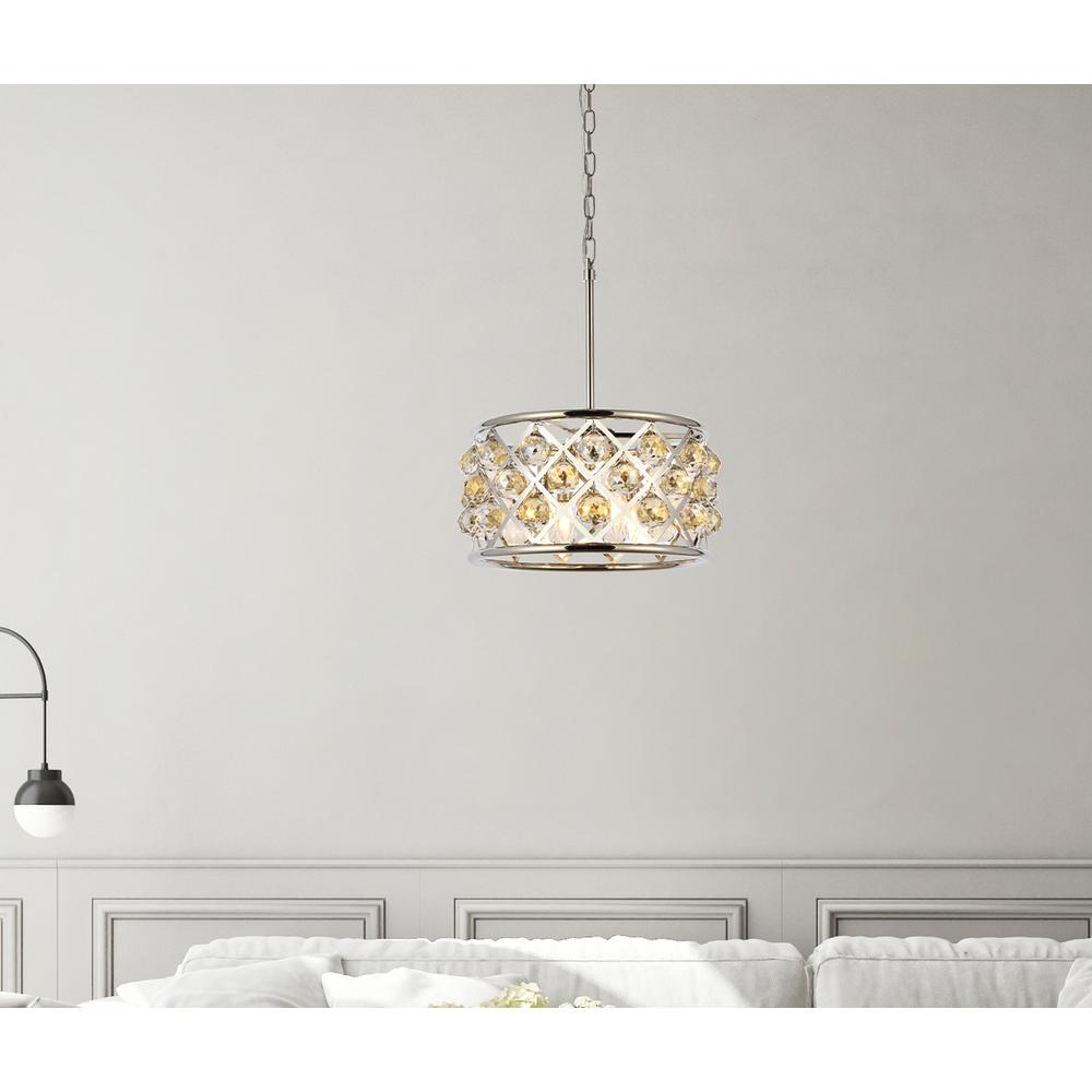 Madison 4 light polished Nickel Pendant Golden Teak (Smoky) Royal Cut Crystal. Picture 8