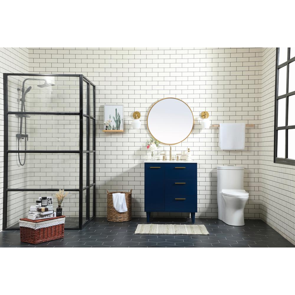 30 inch bathroom vanity in Blue. Picture 4