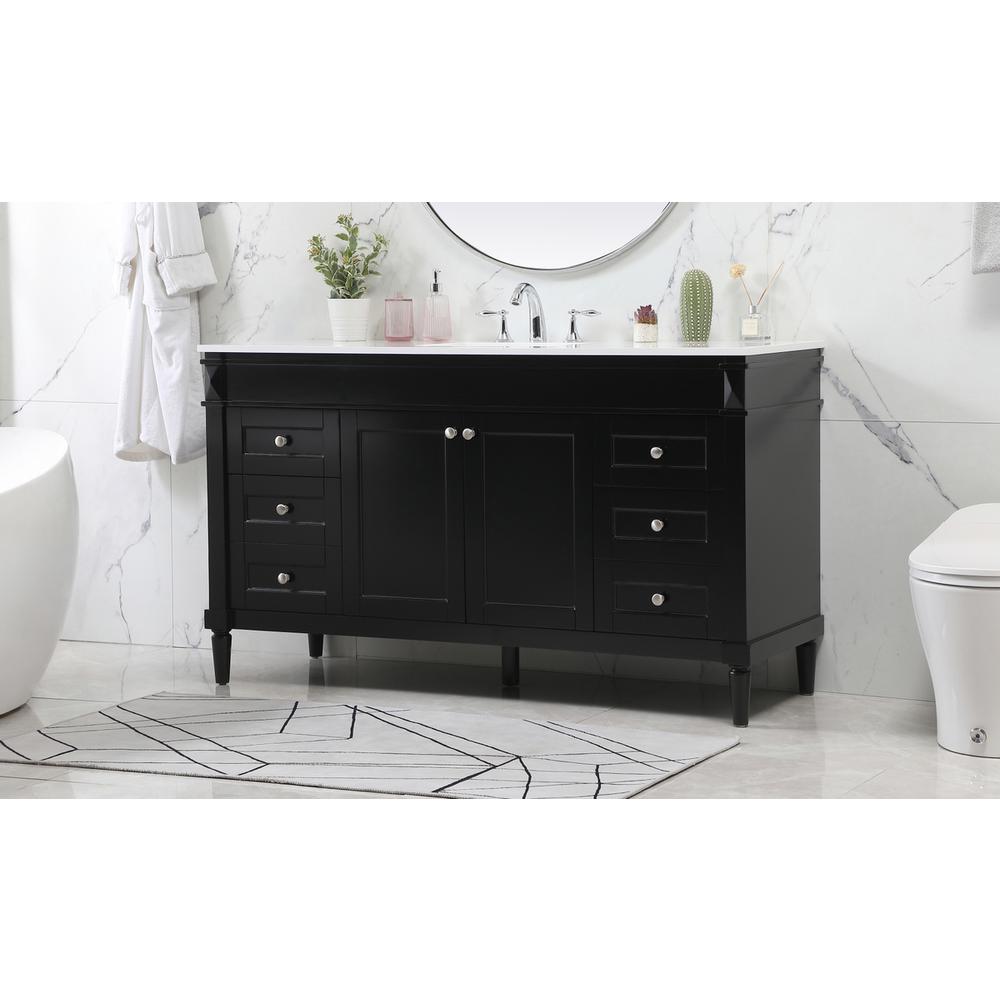 60 inch Single bathroom vanity in black. Picture 2