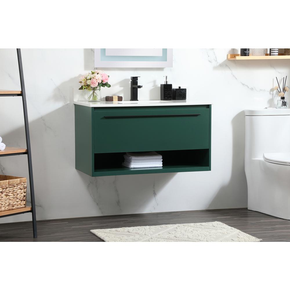 36 inch Single bathroom vanity in green with backsplash. Picture 2