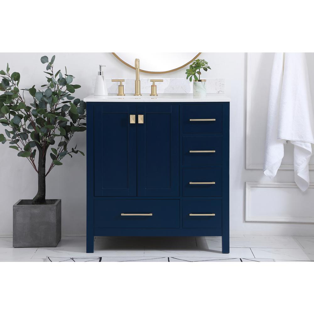 32 inch Single Bathroom Vanity in Blue with Backsplash. Picture 14