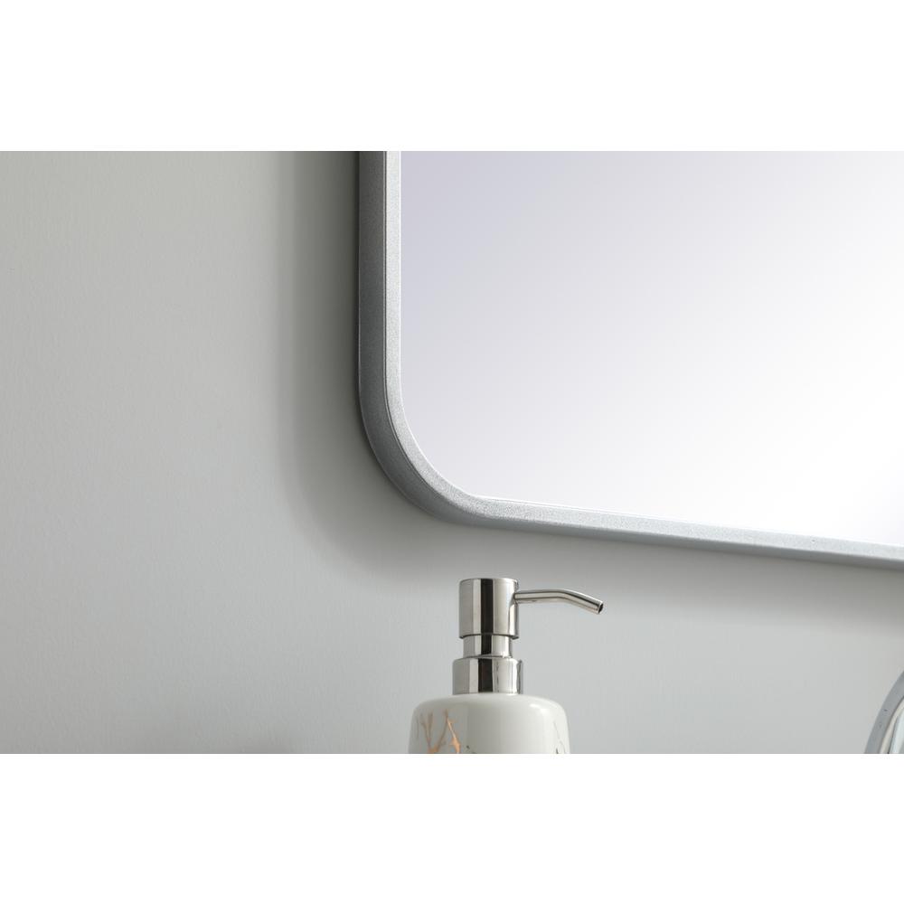 Soft corner metal rectangular mirror 20x36 inch in Silver. Picture 4