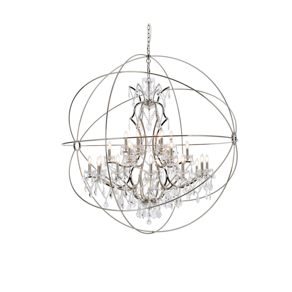 Geneva 25 light polished nickel Chandelier Clear Royal Cut crystal. Picture 2
