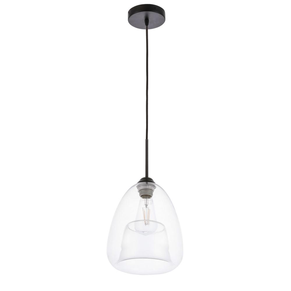 Kason 1 light Black and Clear glass pendant. Picture 2