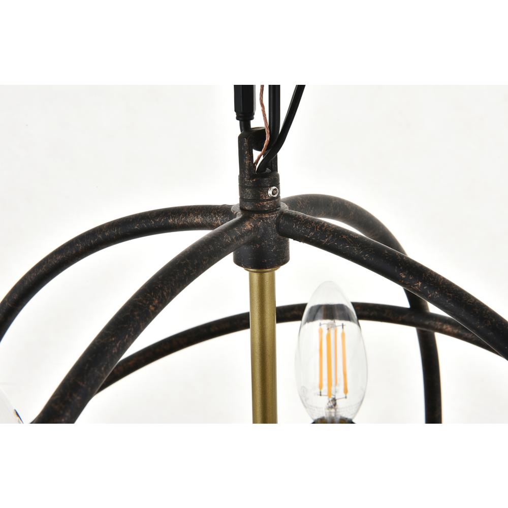 Octavia 3 light Brass and Dark Brown Pendant. Picture 9