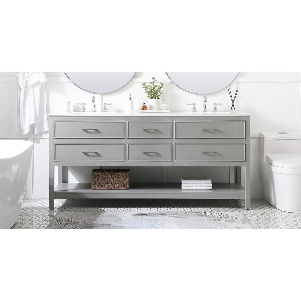 72 inch double bathroom vanity in gray. Picture 14