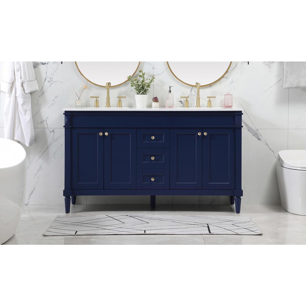60 inch double bathroom vanity in blue. Picture 14