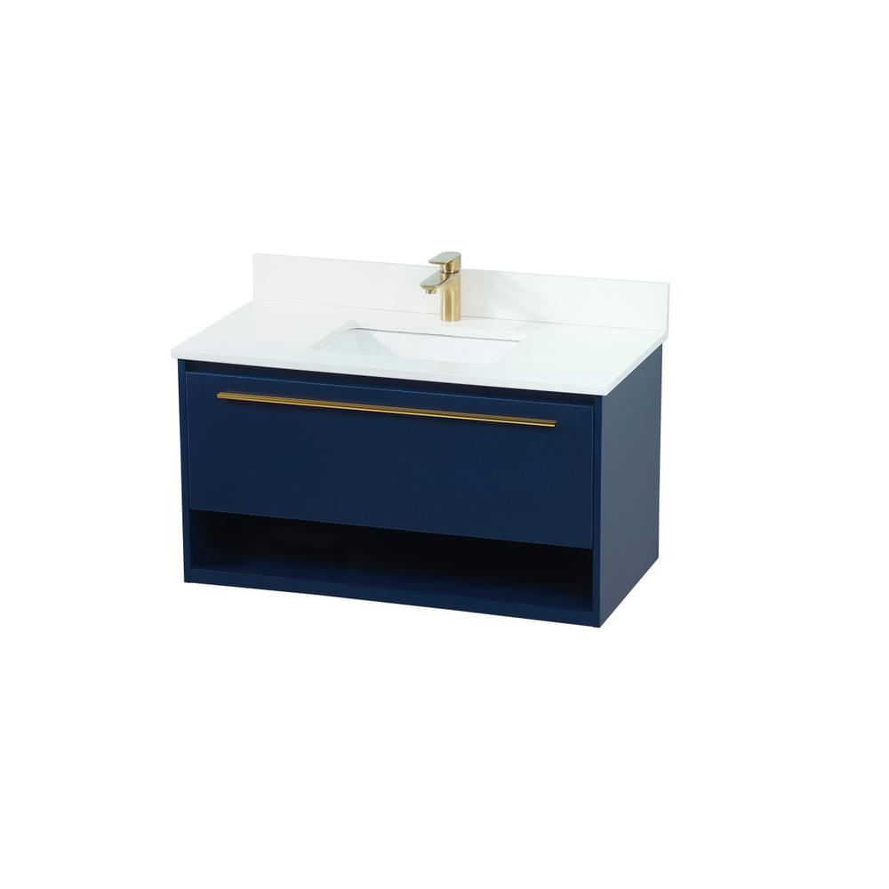 36 inch Single bathroom vanity in blue with backsplash. Picture 8