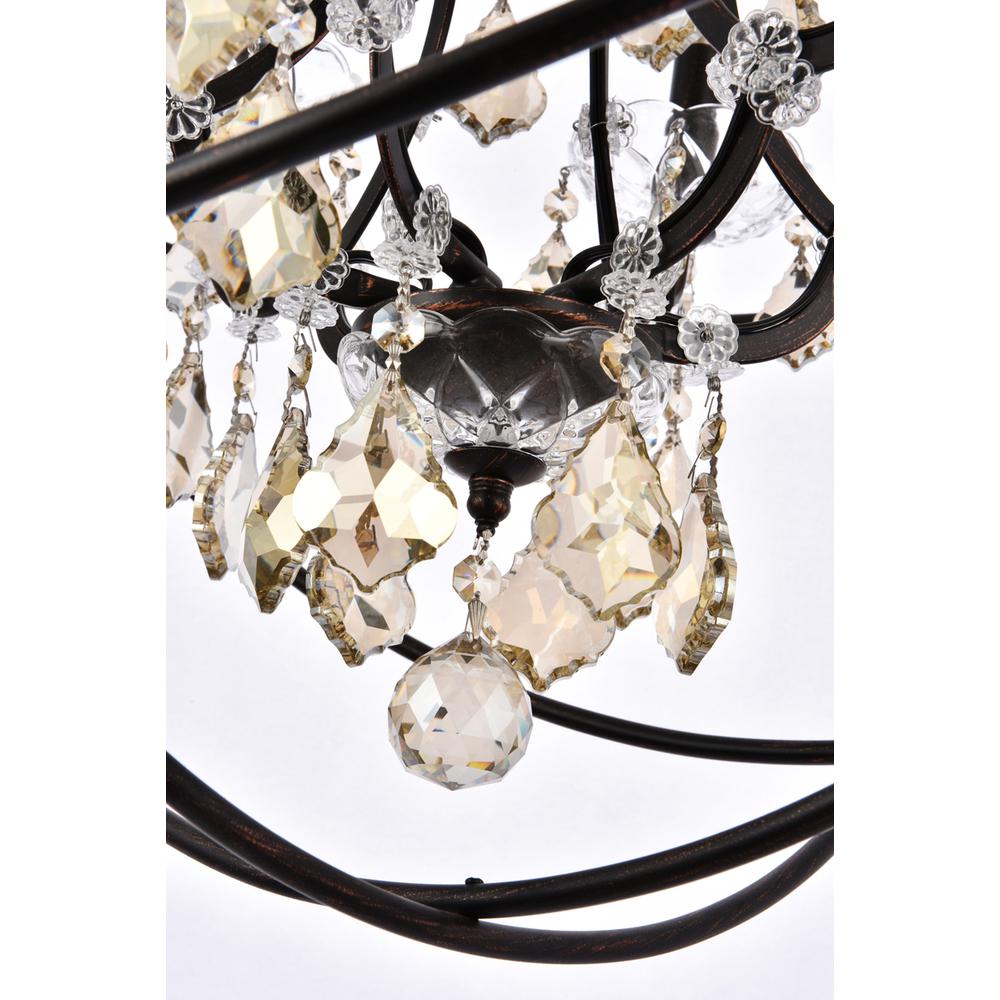 Geneva 6 light Dark Bronze Chandelier Golden Teak (Smoky) Royal Cut crystal. Picture 3
