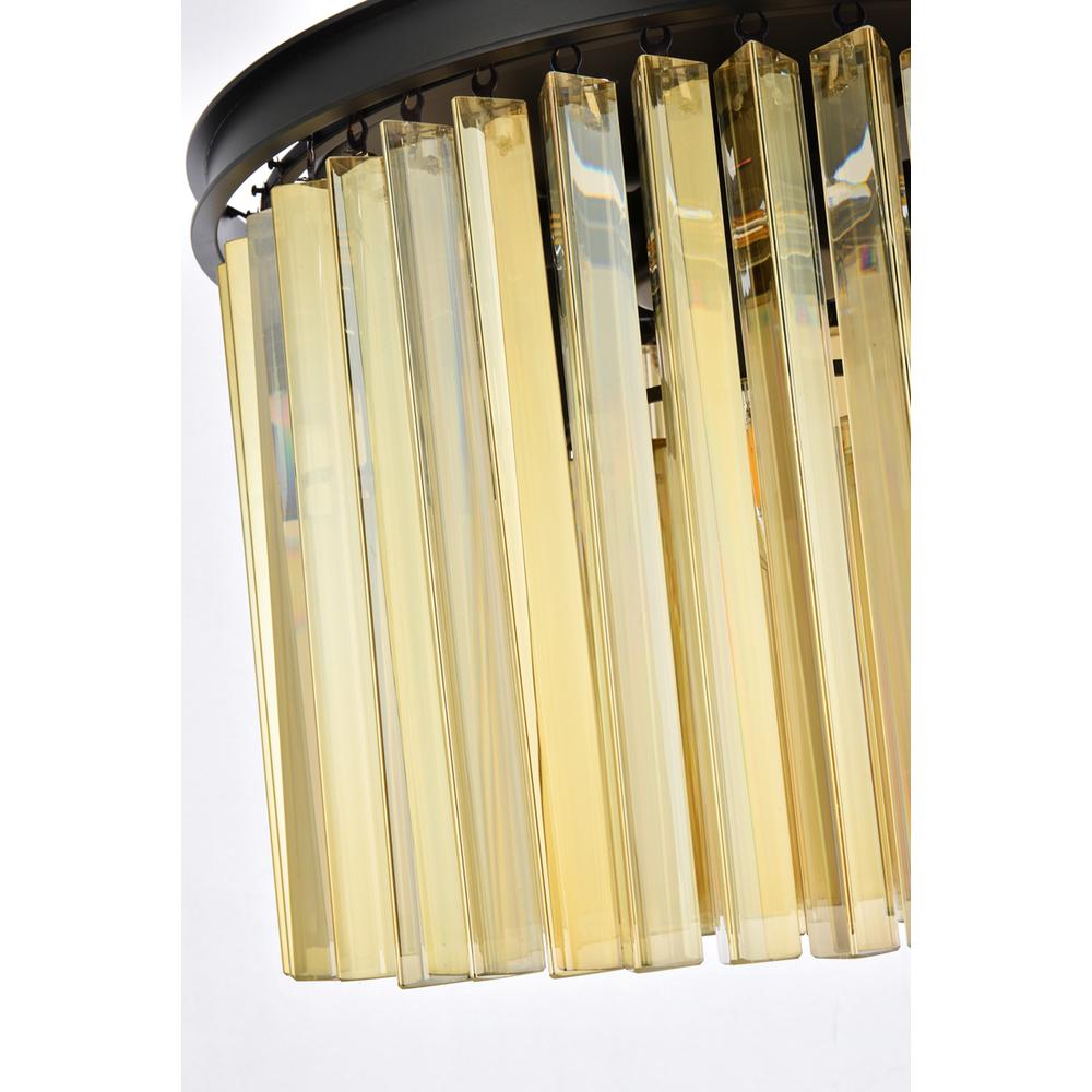 Sydney 6 light Matte Black Flush Mount Golden Teak (Smoky) Royal Cut Crystal. Picture 5