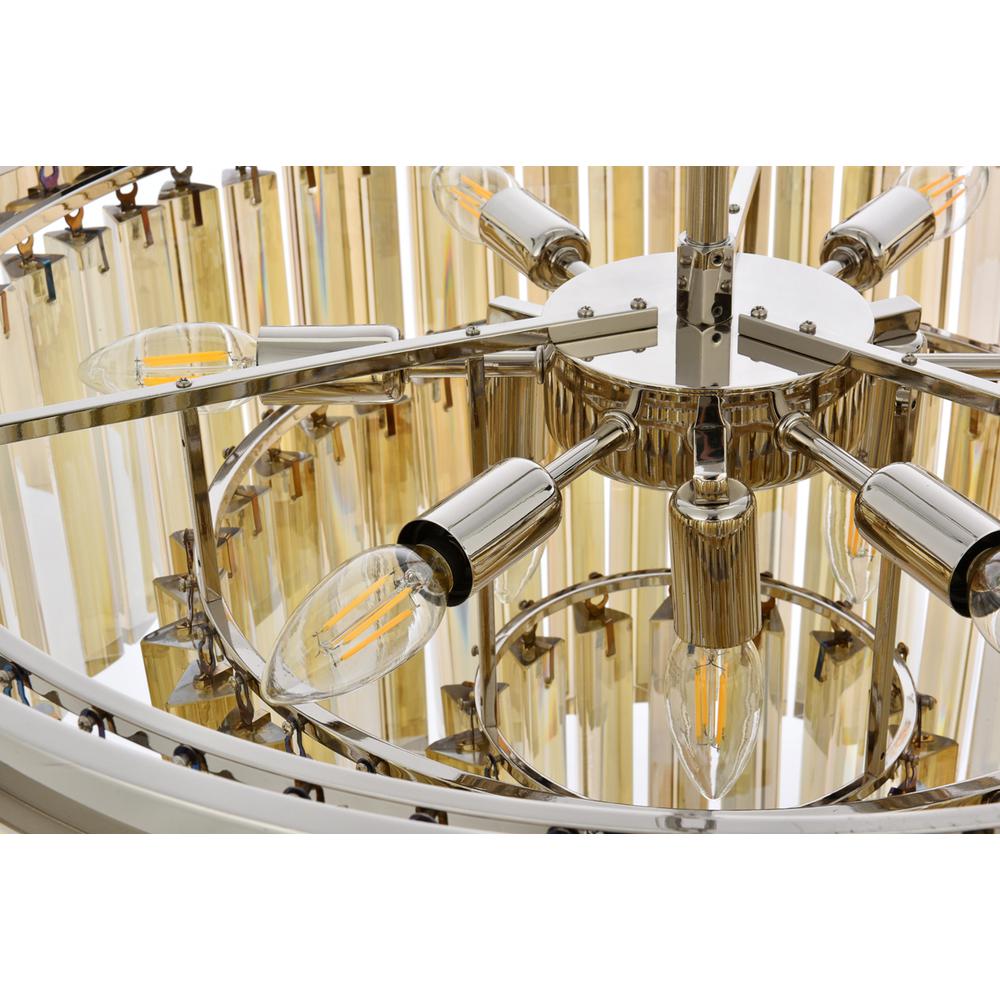 Sydney 9 light polished nickel Chandelier Golden Teak (Smoky) Royal Cut Crystal. Picture 4