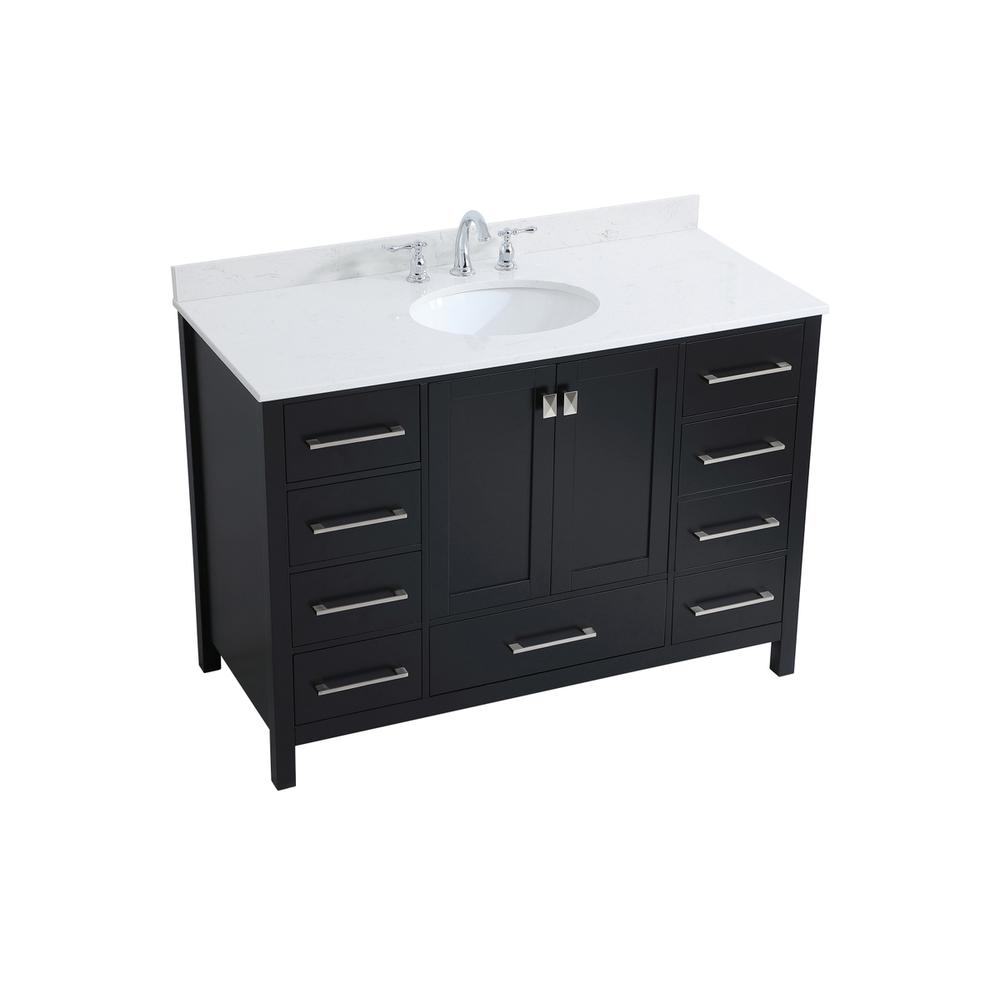48 inch Single Bathroom Vanity in Black with Backsplash. Picture 8