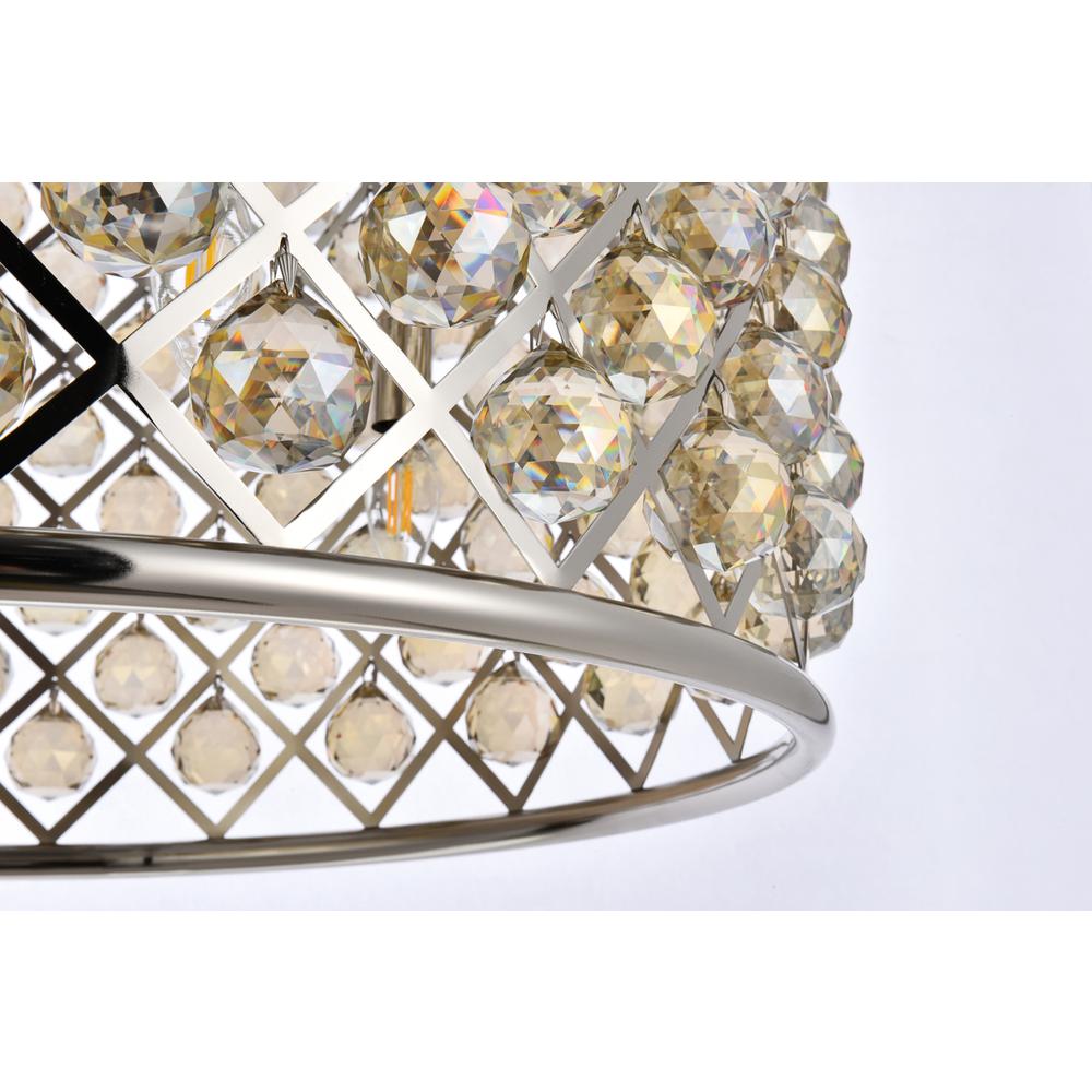 Madison 8 light polished nickel Chandelier Golden Teak (Smoky) Royal Cut Crystal. Picture 3