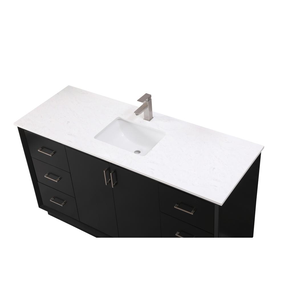 60 Inch SIngle Bathroom Vanity In Black. Picture 10