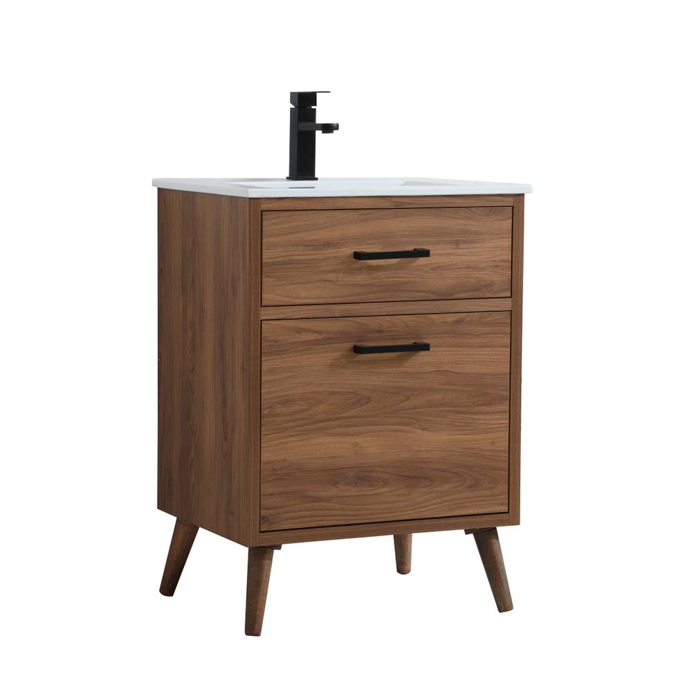 24 inch bathroom vanity in walnut brown. Picture 6