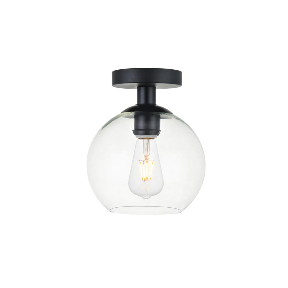 Baxter 1 Light Black Flush Mount With Clear Glass. Picture 1